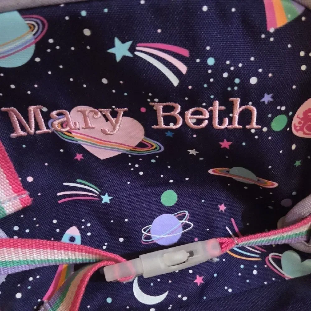 Pottery Barn Navy Space-Themed Kids Backpack